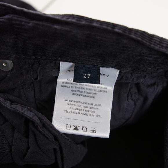 Citizens of Humanity Emerson Mid Rise Corduroy Soft Black Straight Leg Pants 27 - Picture 10 of 12